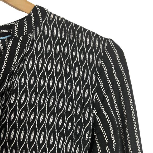 Anthropologie Maeve Calia Black White Printed Button Front Tunic Top Size 2 - Picture 4 of 10